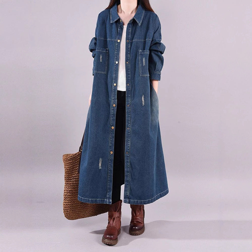 Loose Denim Trench Coat