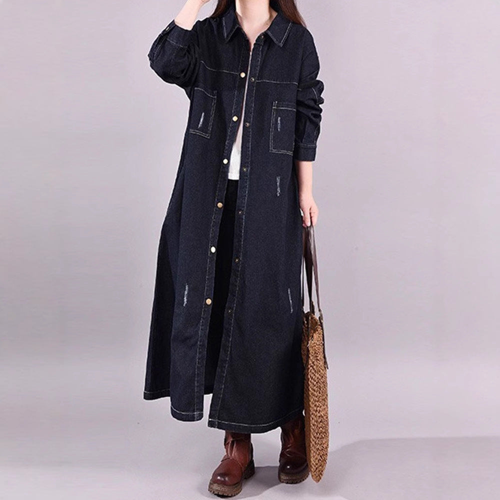 Loose Denim Trench Coat