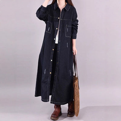 Loose Denim Trench Coat