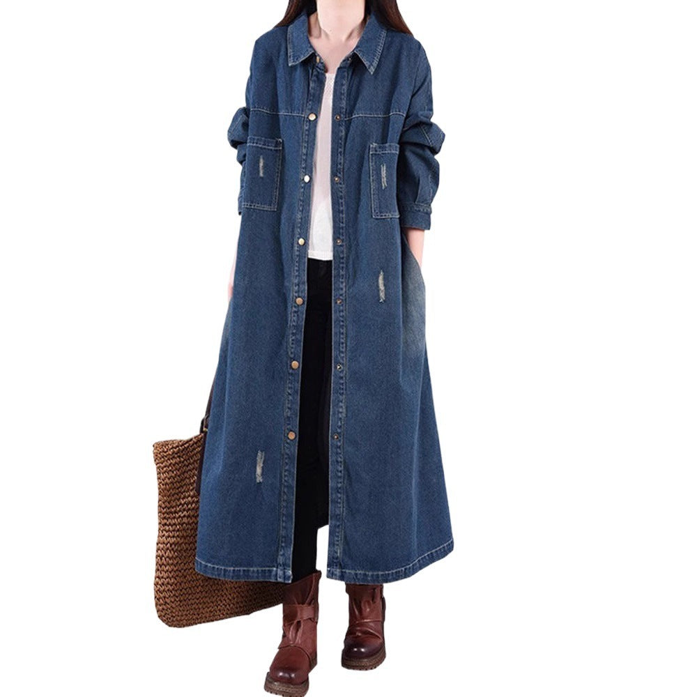 Loose Denim Trench Coat