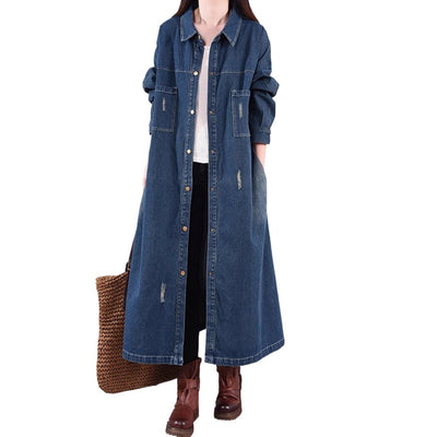 Loose Denim Trench Coat